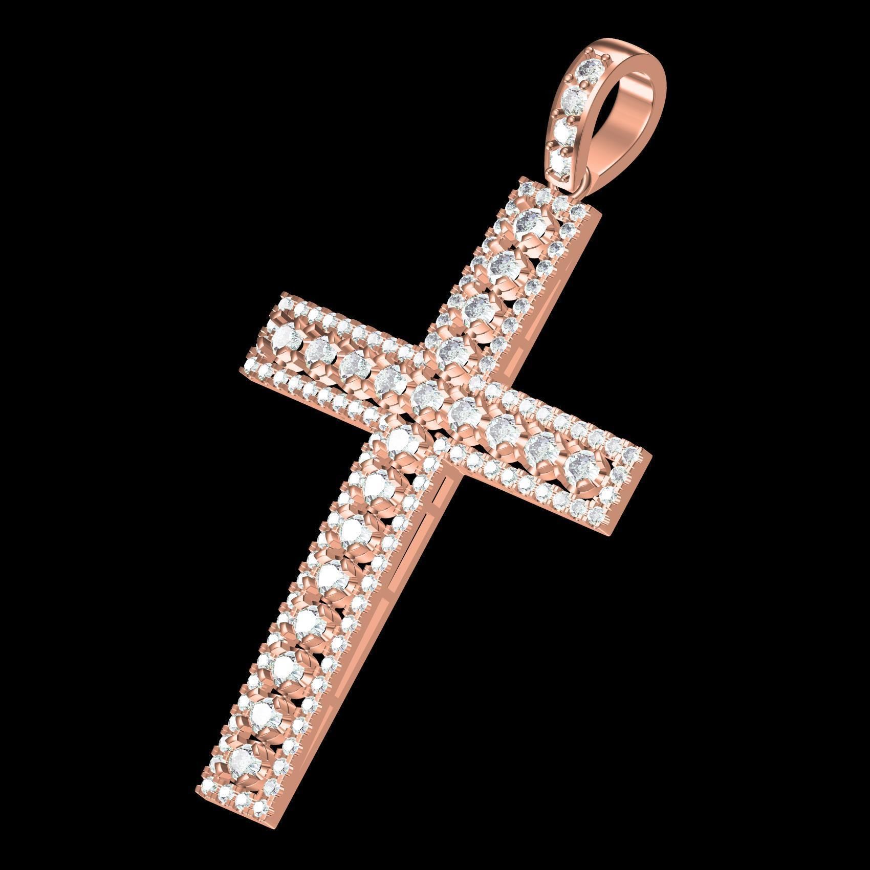 Unique Diamond Cross Pendant 3D print model_10
