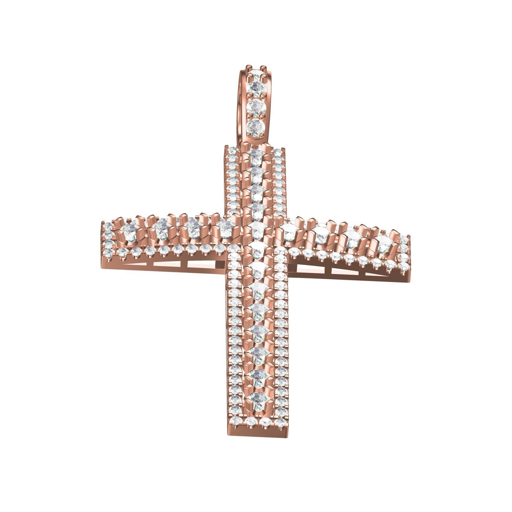 Unique Diamond Cross Pendant 3D print model_2