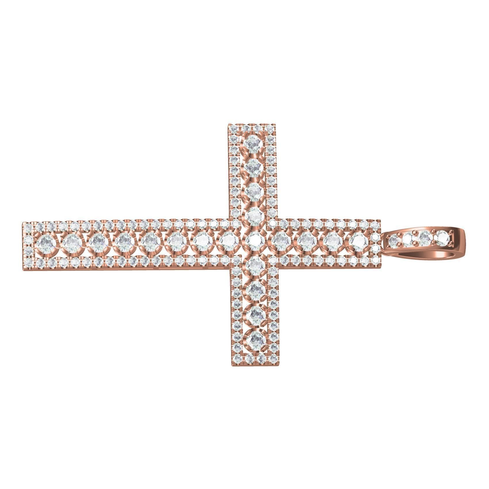 Unique Diamond Cross Pendant 3D print model_4