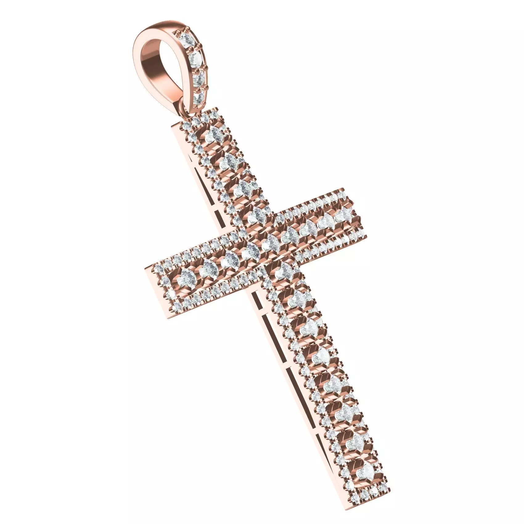 Unique Diamond Cross Pendant 3D print model_0