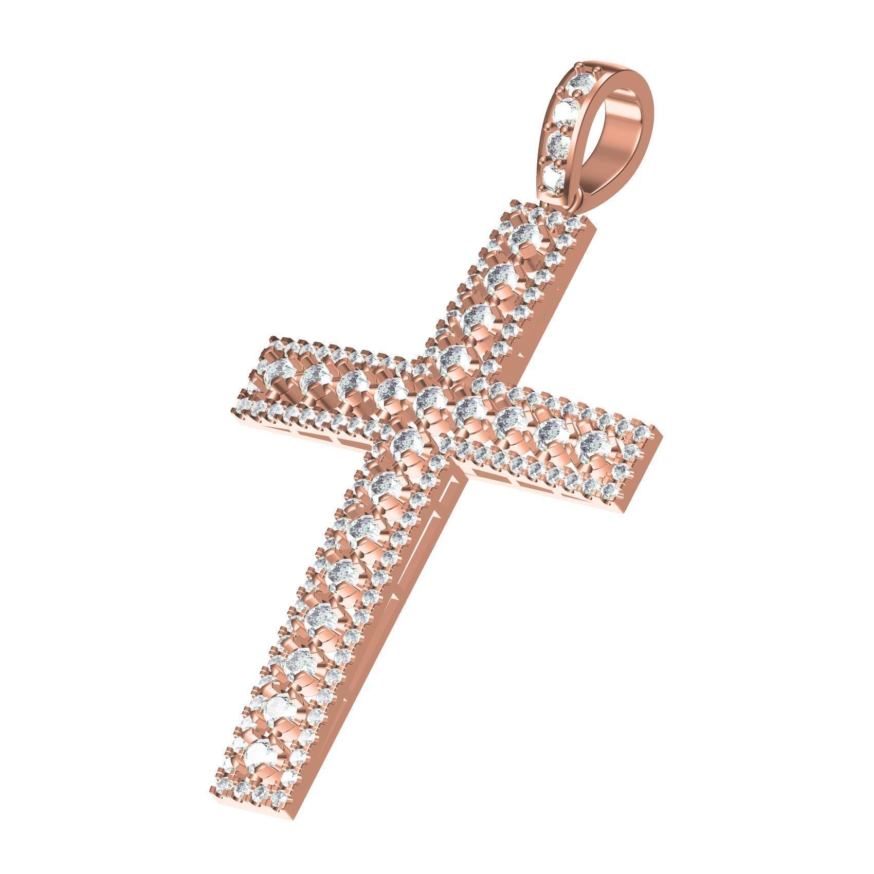 Unique Diamond Cross Pendant 3D print model_1