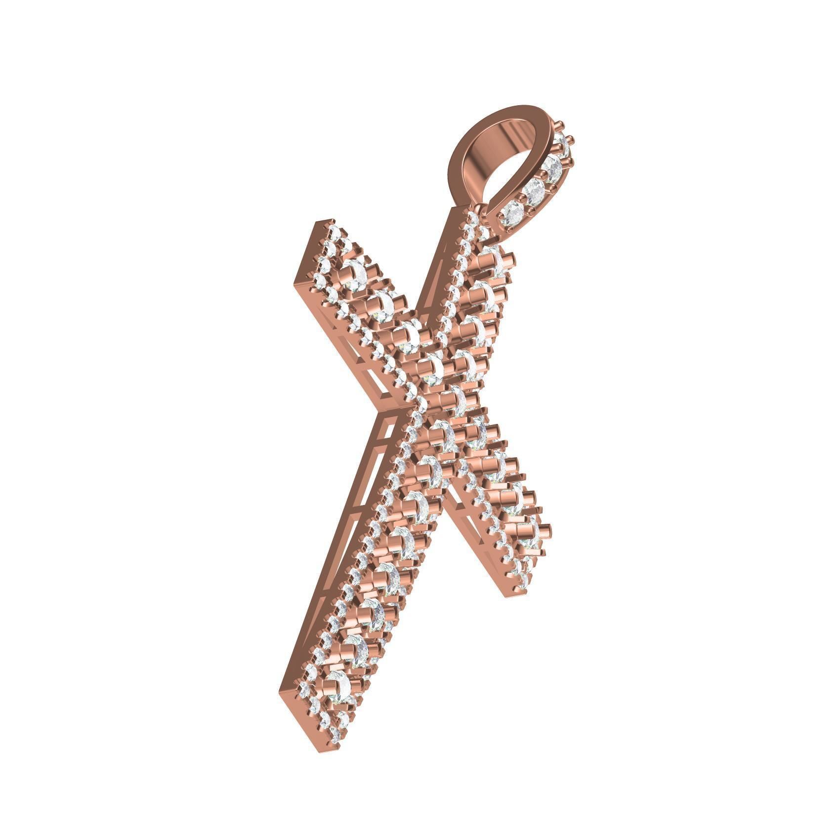Unique Diamond Cross Pendant 3D print model_3