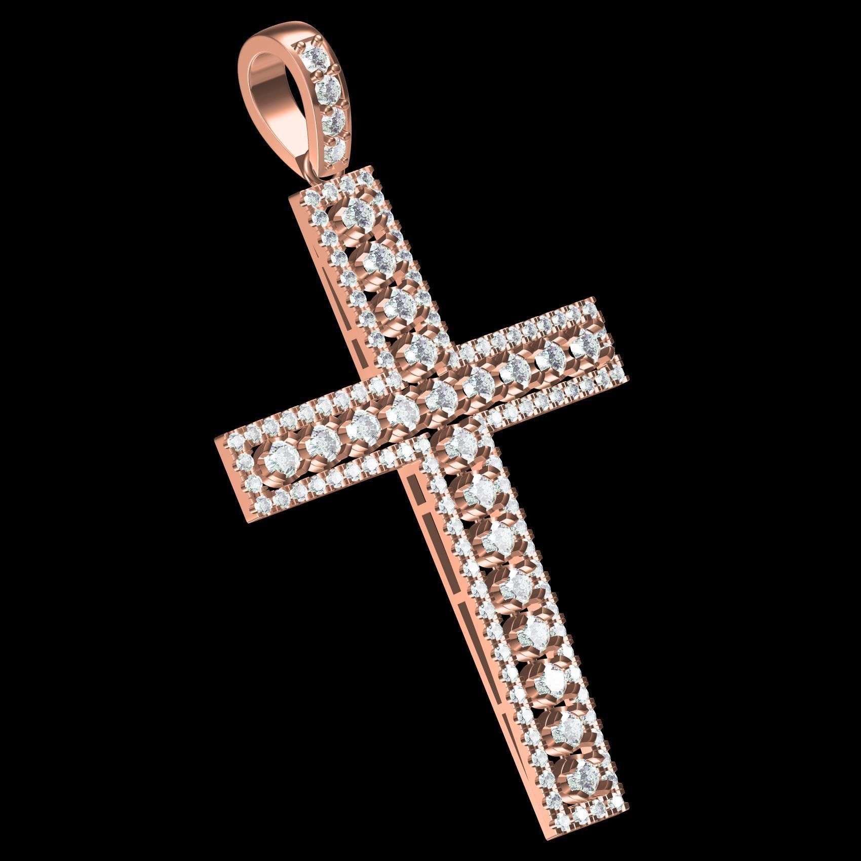 Unique Diamond Cross Pendant 3D print model_11