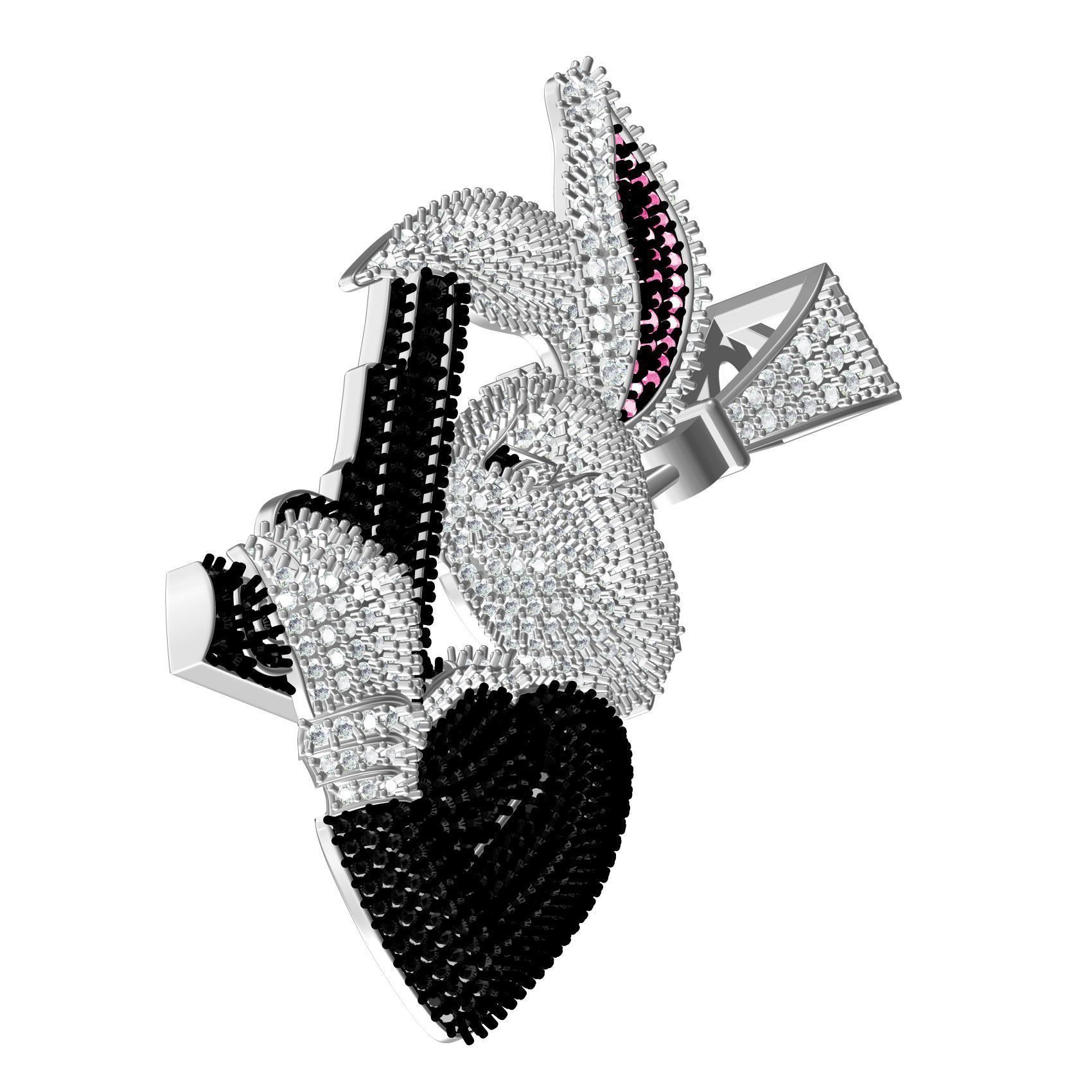 Bugs Bunny Holding Gun Moissanite Hip Hop Pendant 3D print model_3