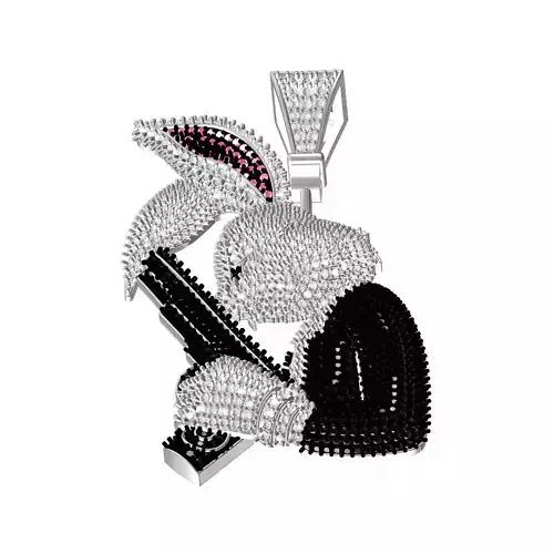 Bugs Bunny Holding Gun Moissanite Hip Hop Pendant 3D print model