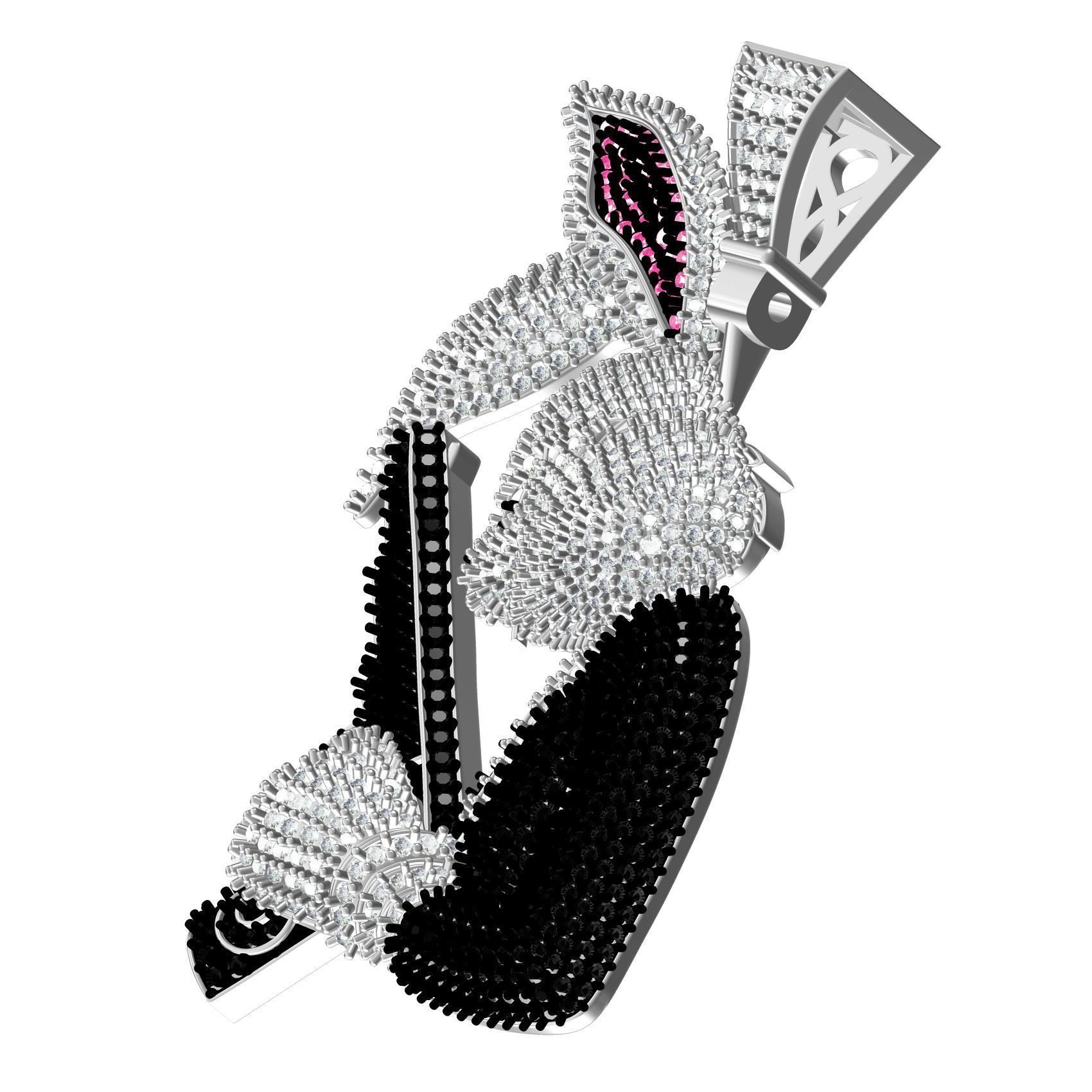 Bugs Bunny Holding Gun Moissanite Hip Hop Pendant 3D print model_1