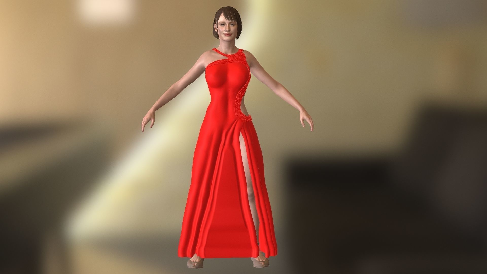 Bryce Dallas Howard  Low-poly 3D model_1