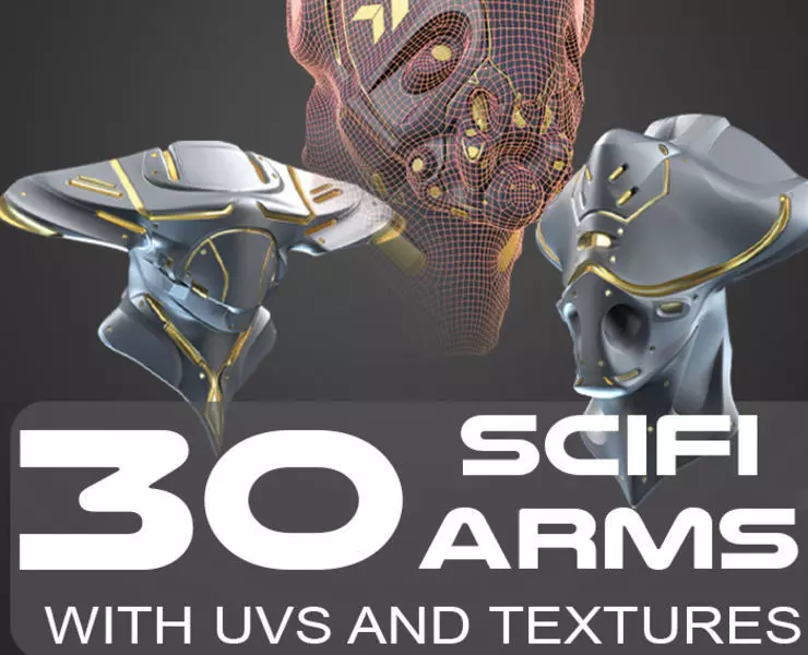 30 SCIFI HELMETS with 4k Textures and UVS for ALL Softwares Low-poly 3D model_0