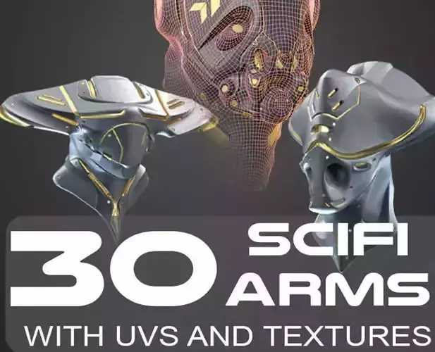 30 SCIFI HELMETS with 4k Textures and UVS for ALL Softwares Low-poly 3D model