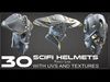 30 SCIFI HELMETS with 4k Textures and UVS for ALL Softwares Low-poly 3D model_1