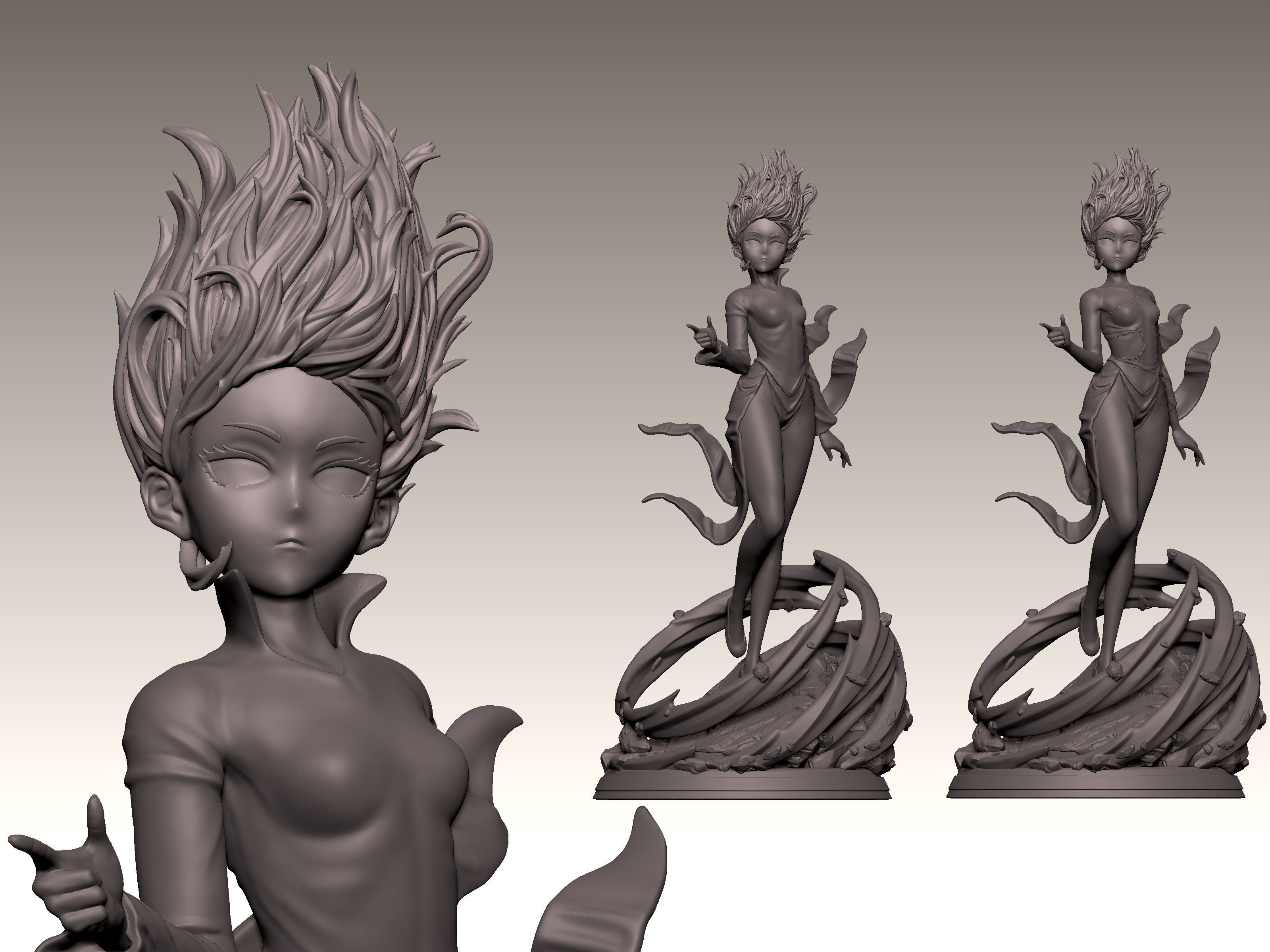 Tatsumaki Statue 230mm - One-Punch Man 3D print model_3