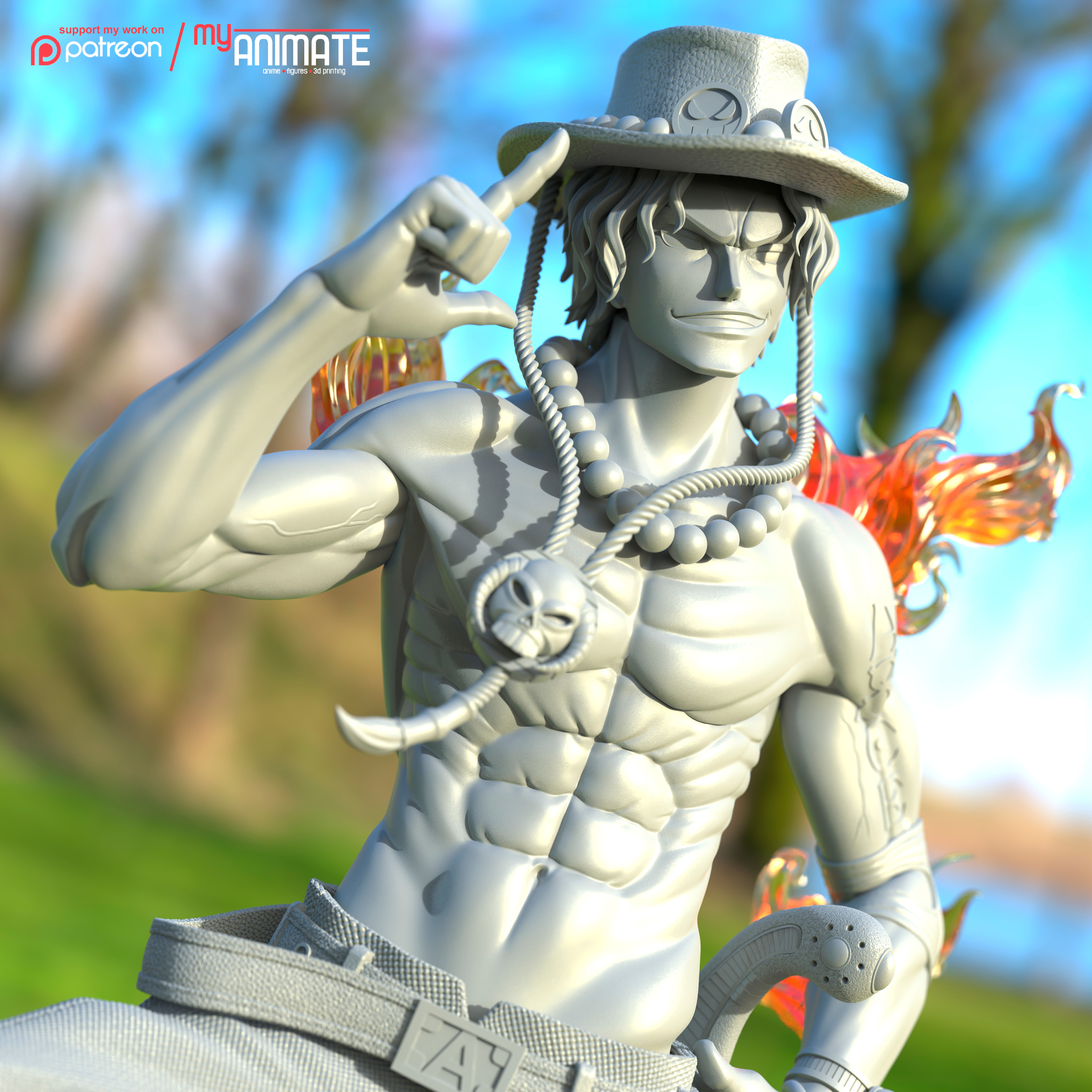 Ace from One Piece  - myAnimate 3D print model_6