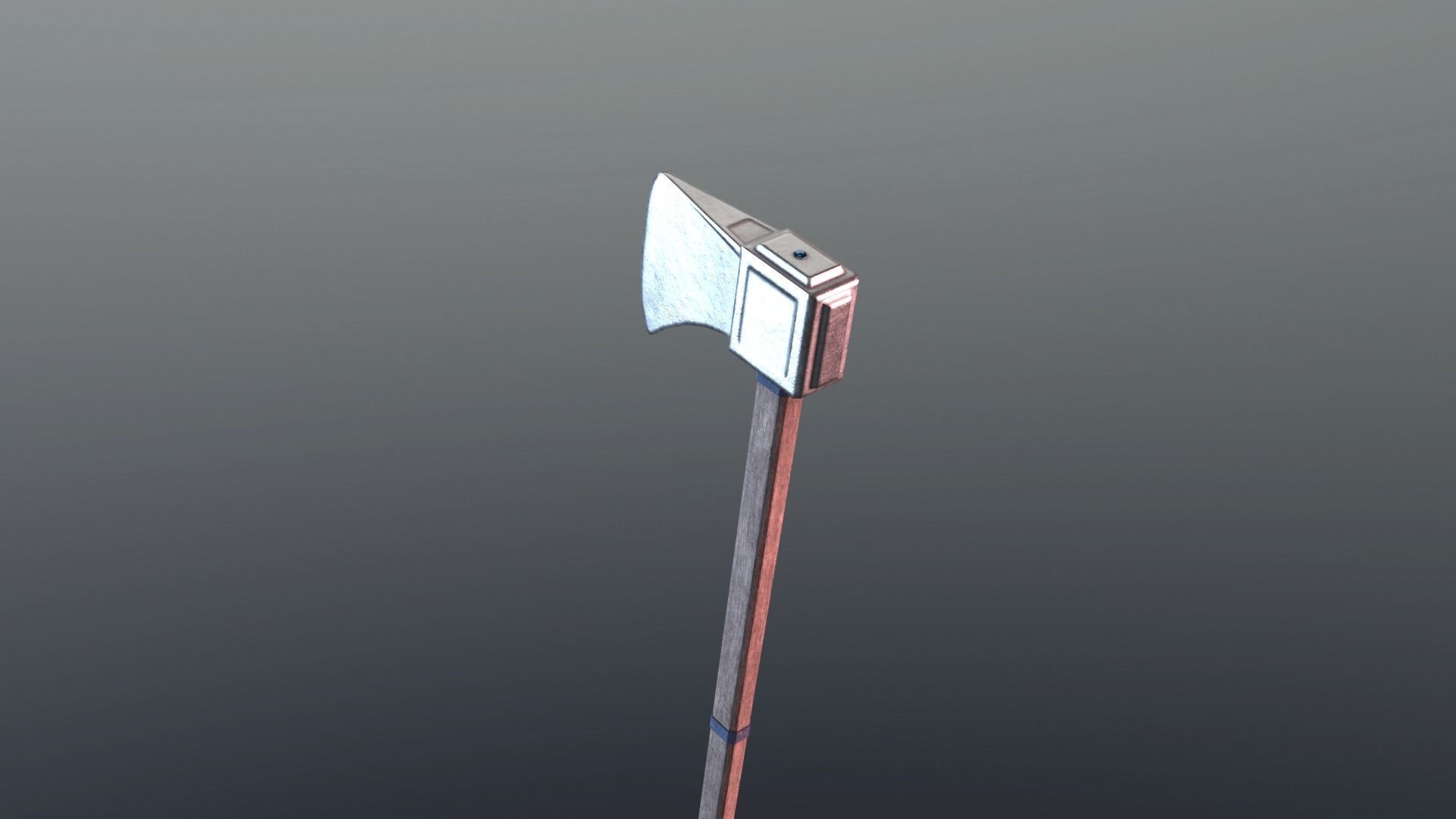 Axe - Silver Low-poly 3D model_2