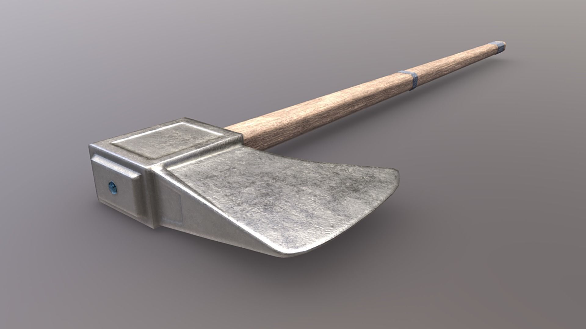 Axe - Silver Low-poly 3D model_3