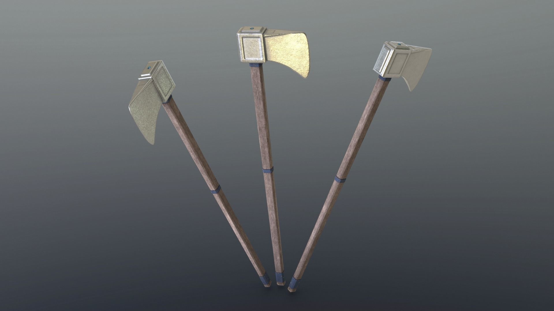 Axe - Silver Low-poly 3D model_5