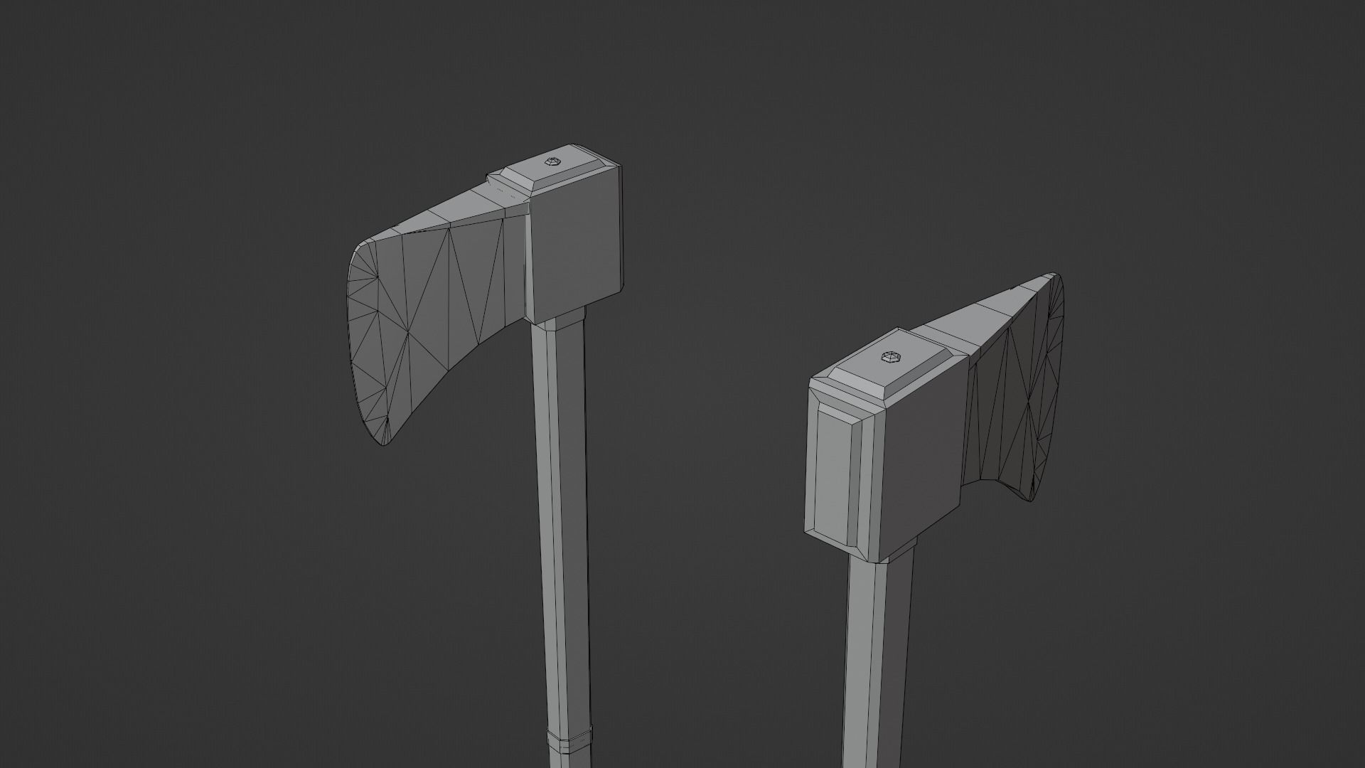 Axe - Silver Low-poly 3D model_7