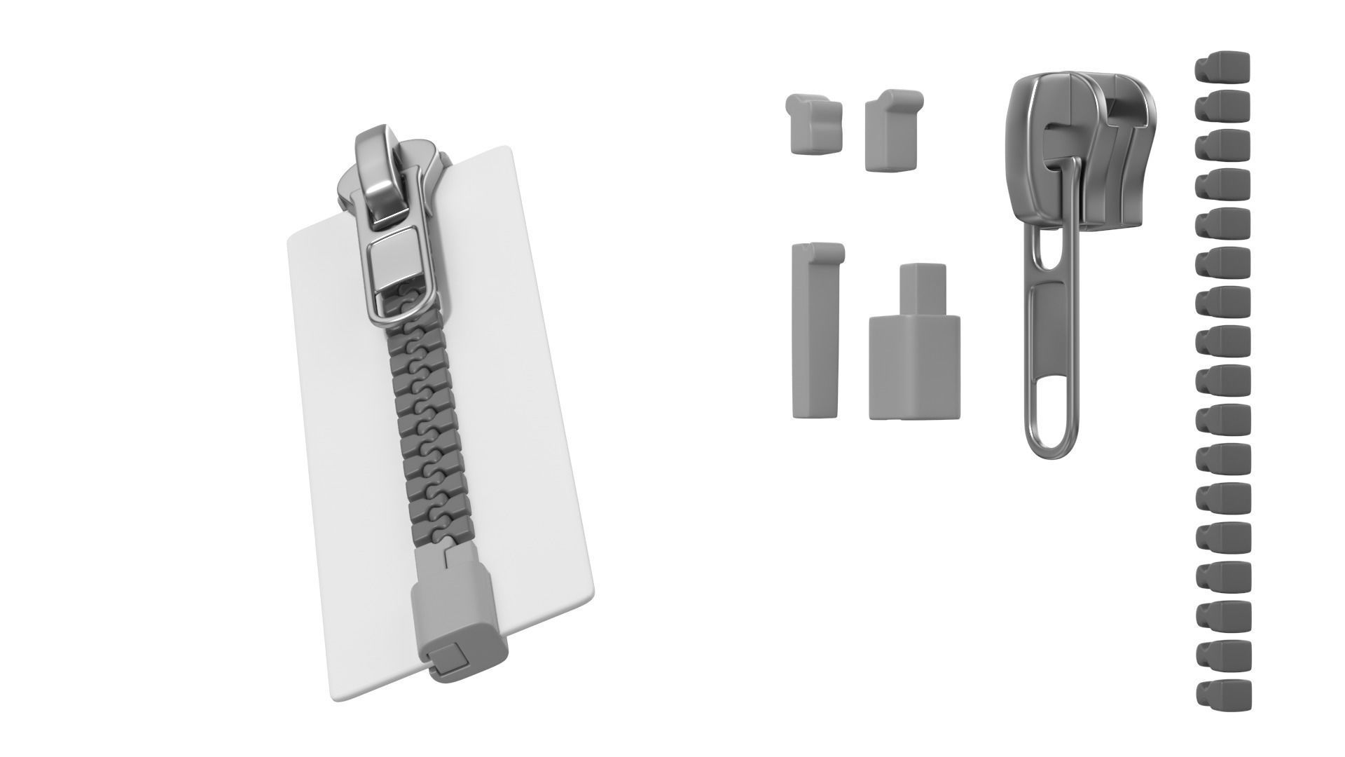 Zip Fastener For Outerwear With 5cm Teeth Rows 3D model_11