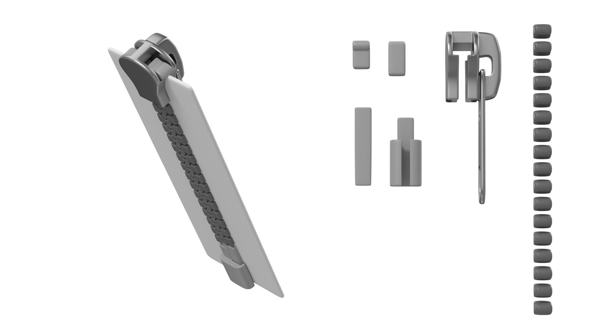 Zip Fastener For Outerwear With 5cm Teeth Rows 3D model_6