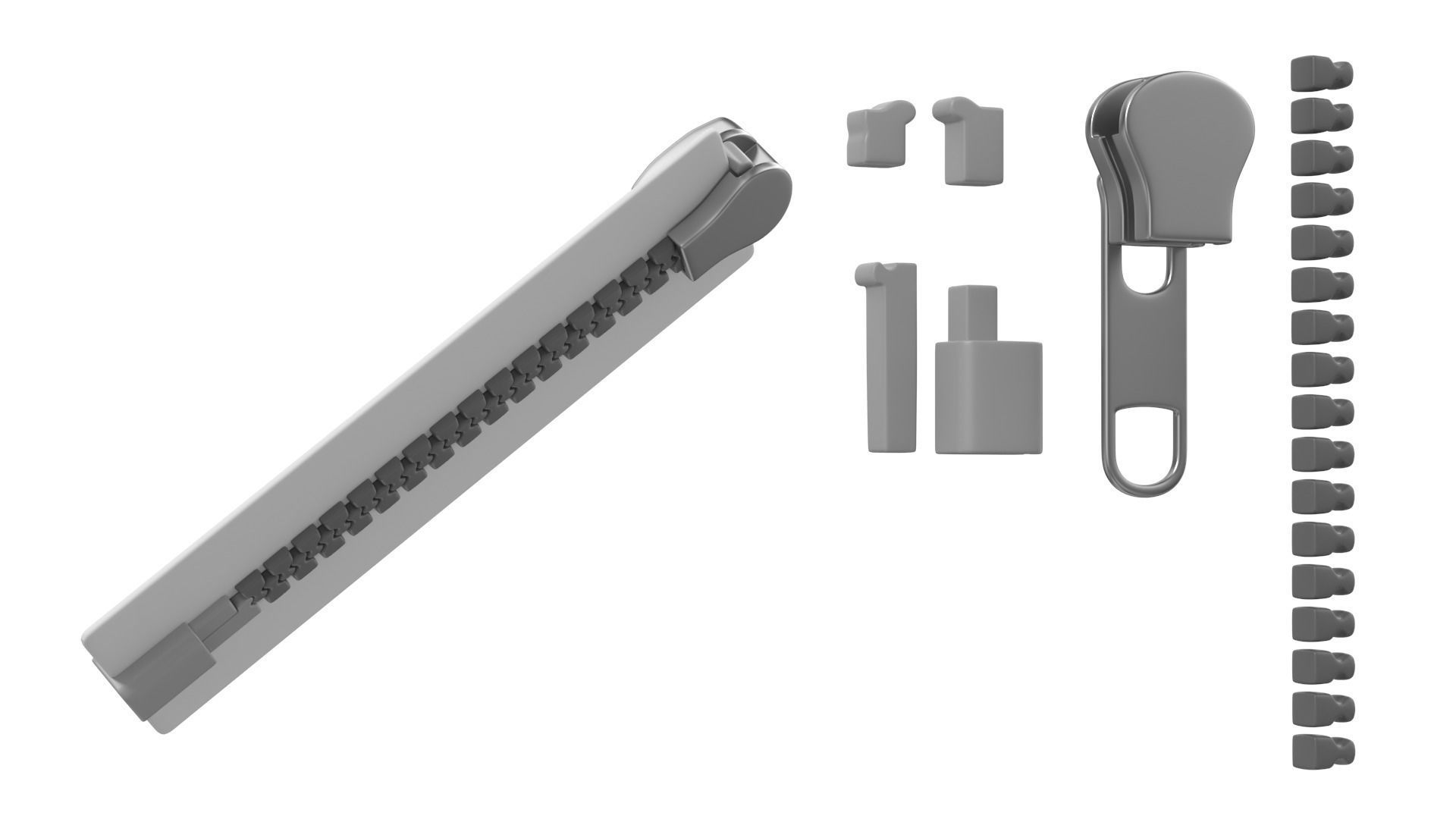 Zip Fastener For Outerwear With 5cm Teeth Rows 3D model_9