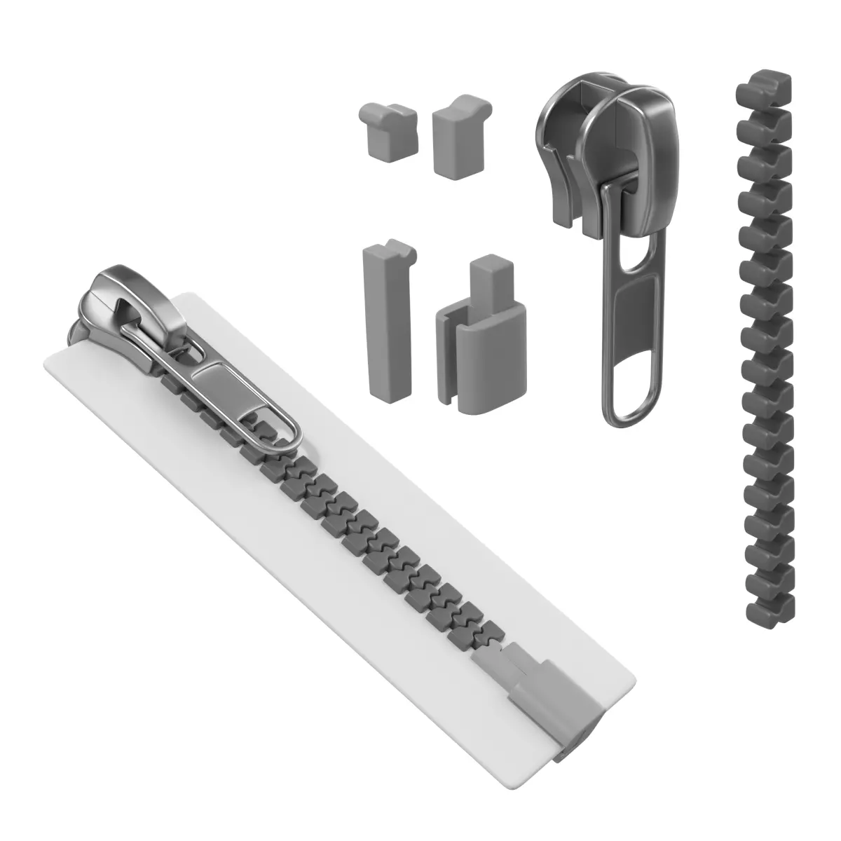 Zip Fastener For Outerwear With 5cm Teeth Rows 3D model_0