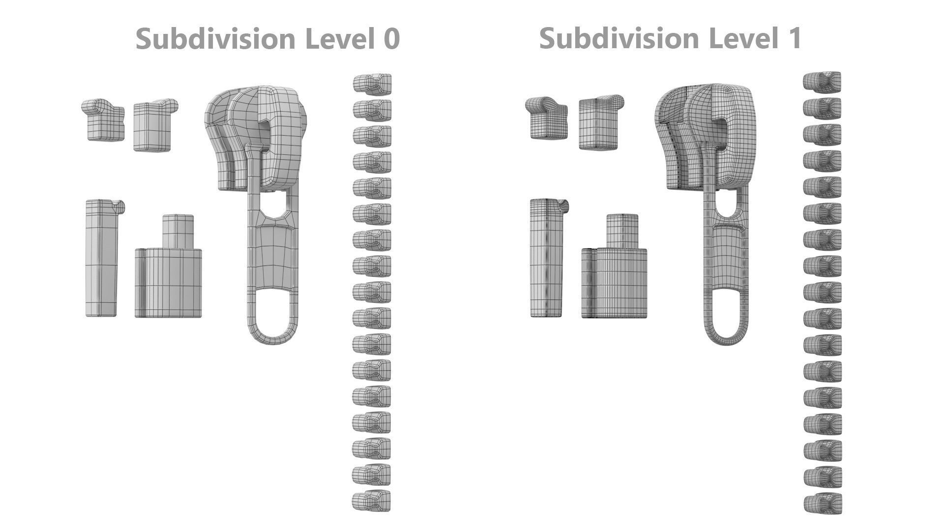Zip Fastener For Outerwear With 5cm Teeth Rows 3D model_17