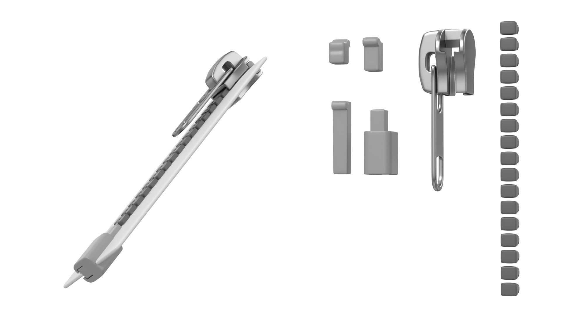 Zip Fastener For Outerwear With 5cm Teeth Rows 3D model_10