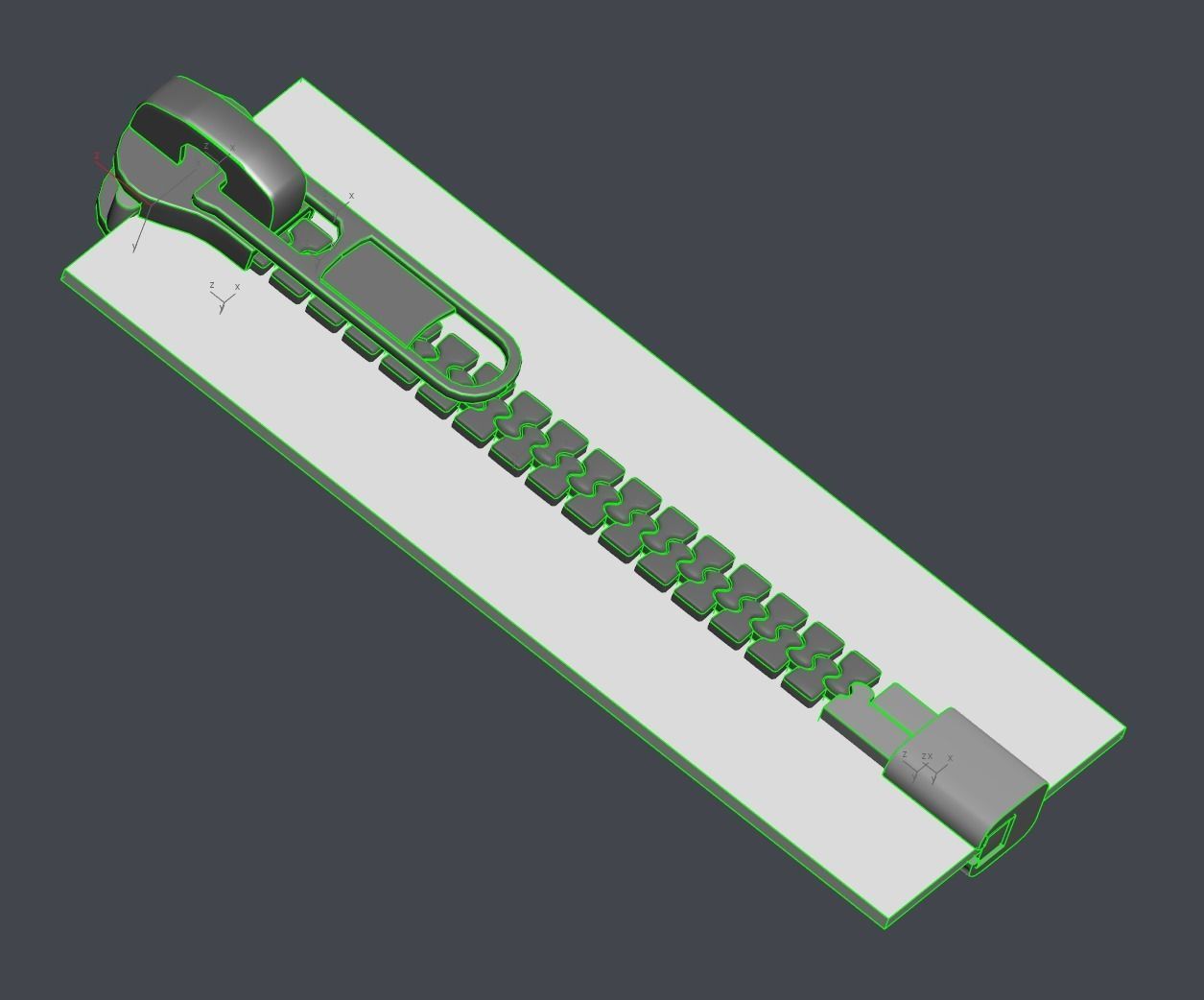 Zip Fastener For Outerwear With 5cm Teeth Rows 3D model_20