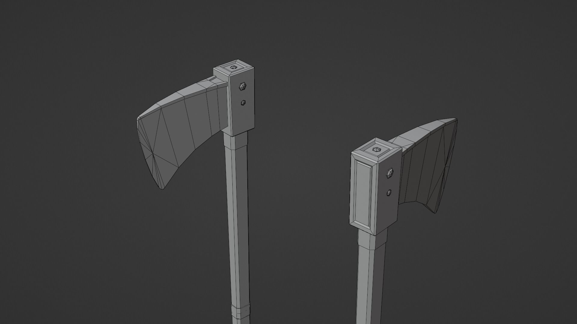 Axe - Gold Low-poly 3D model_7