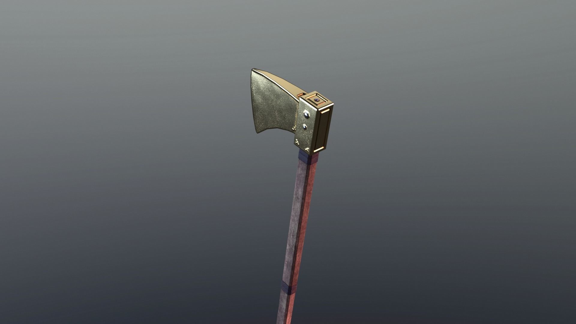 Axe - Gold Low-poly 3D model_2