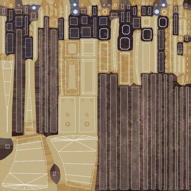 Axe - Gold Low-poly 3D model_6