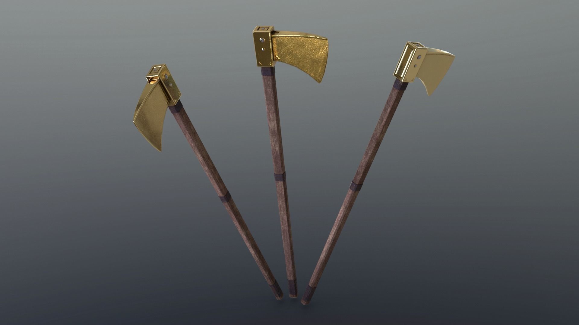 Axe - Gold Low-poly 3D model_5