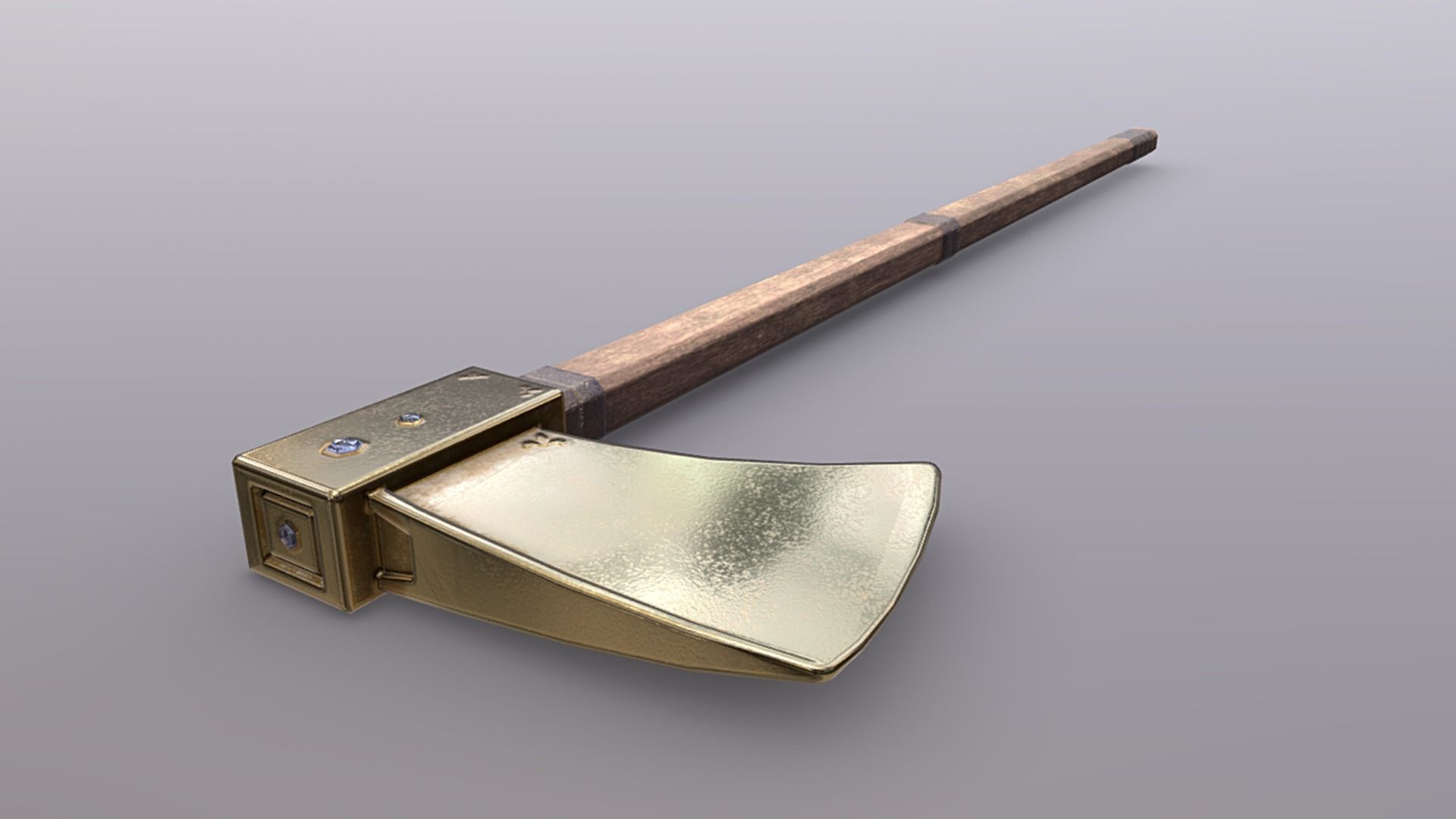 Axe - Gold Low-poly 3D model_3