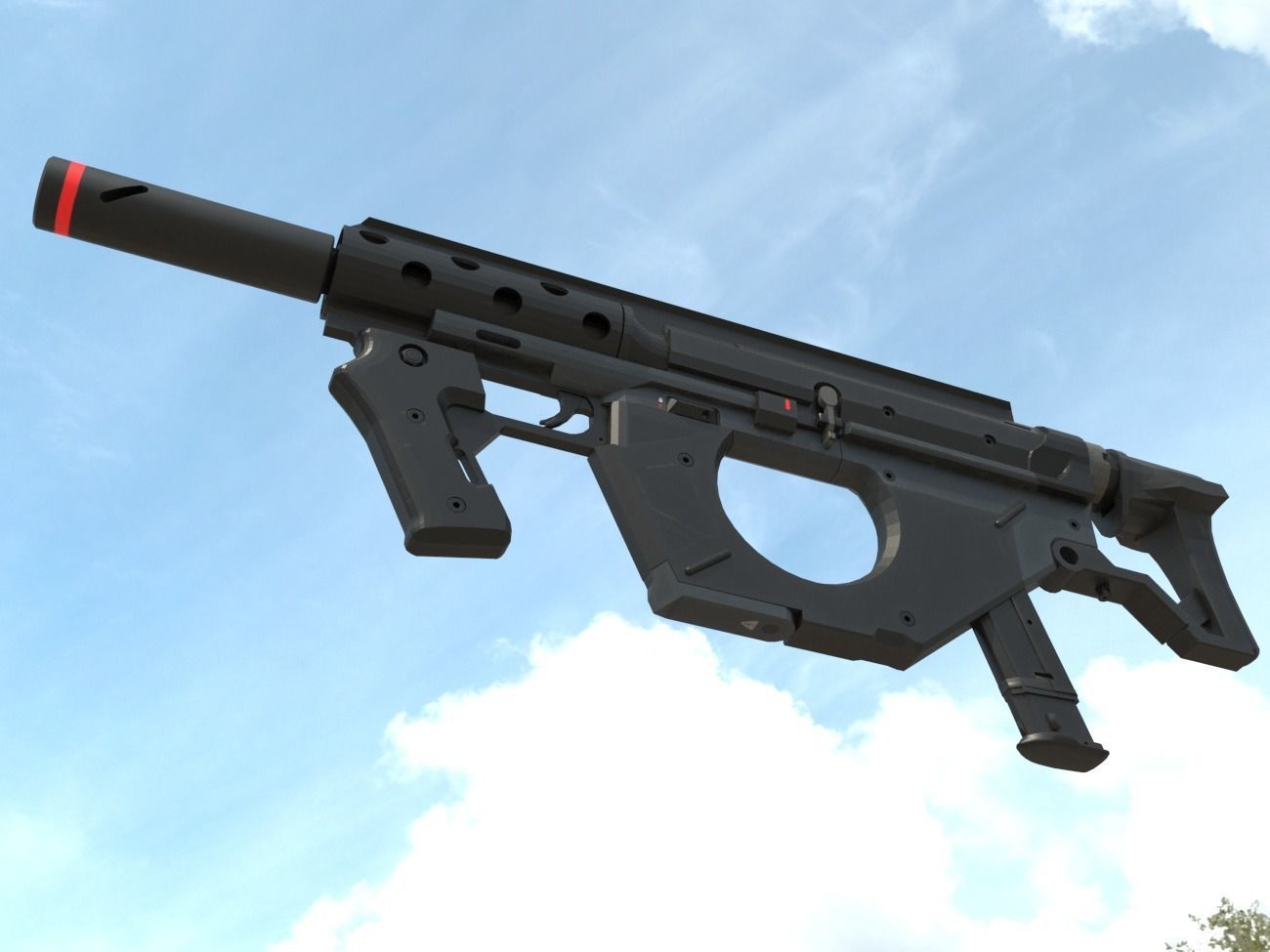 Futuristic submachinegun concept 3D model_4