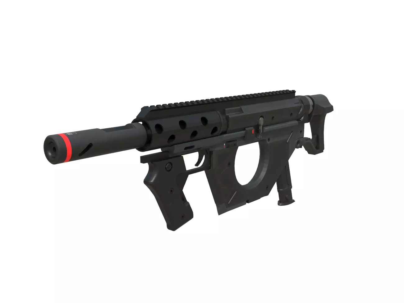 Futuristic submachinegun concept 3D model_0