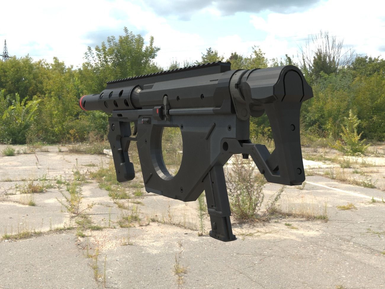 Futuristic submachinegun concept 3D model_3