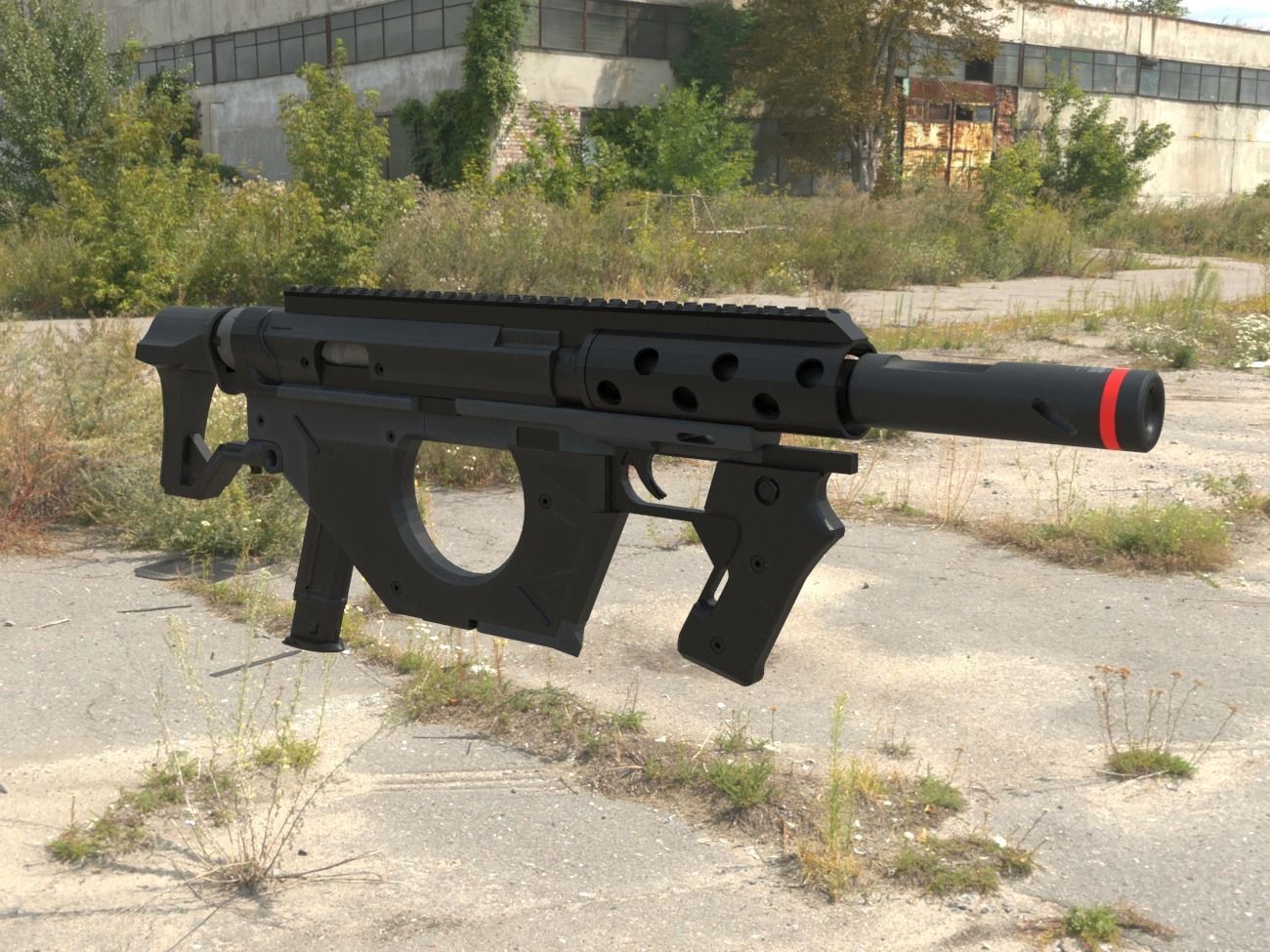 Futuristic submachinegun concept 3D model_2