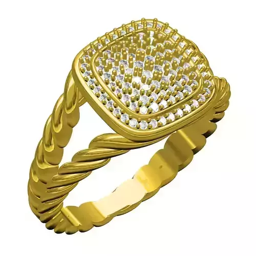 Antique Pave Diamond Setting Rope Shank Ring