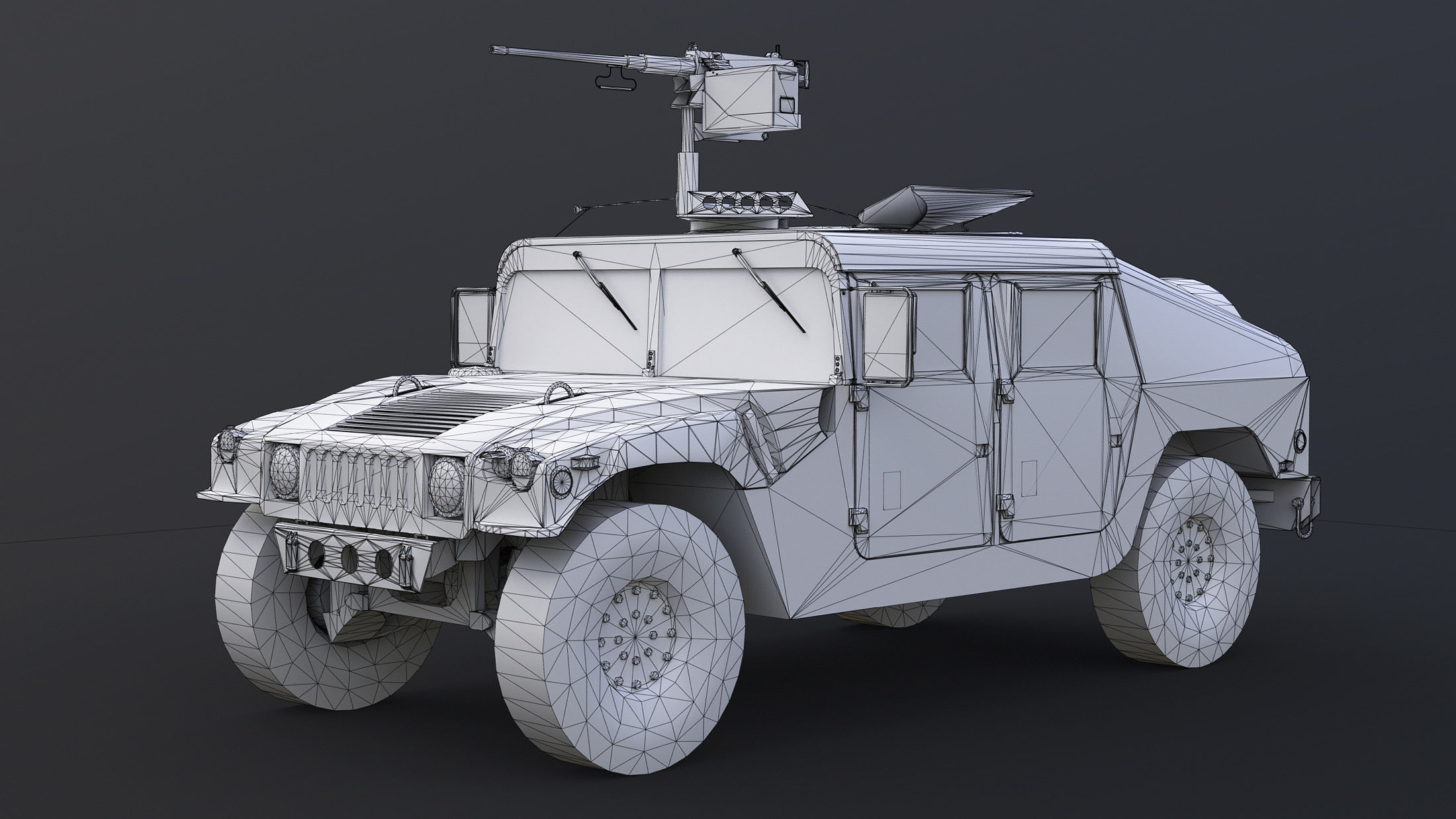 HMMWV M998 Humvee Low-poly 3D model_13