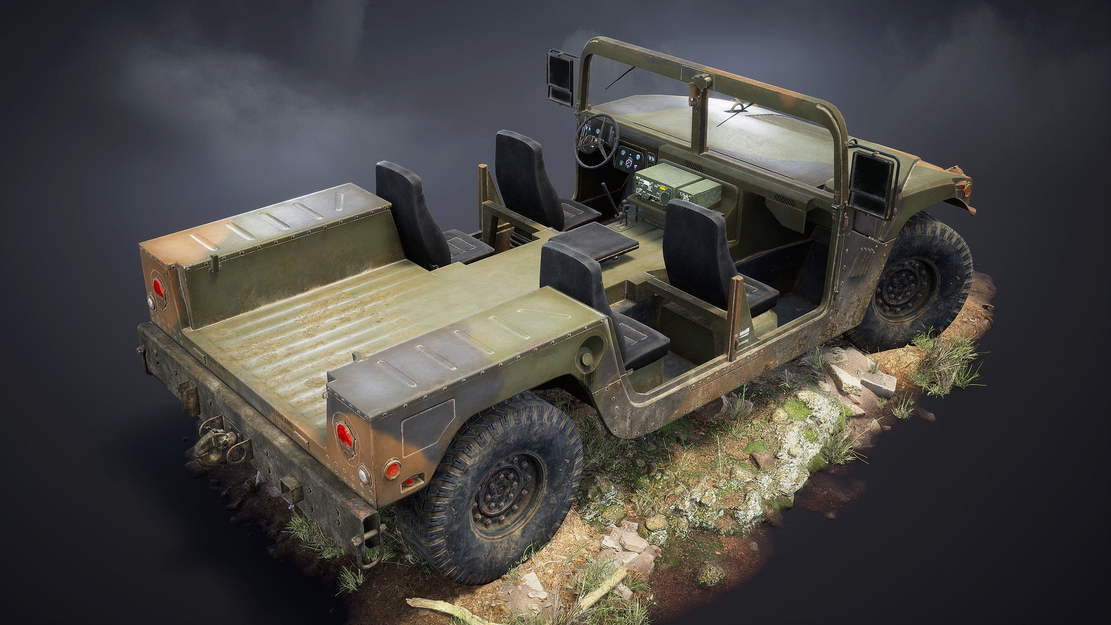 HMMWV M998 Humvee Low-poly 3D model_10