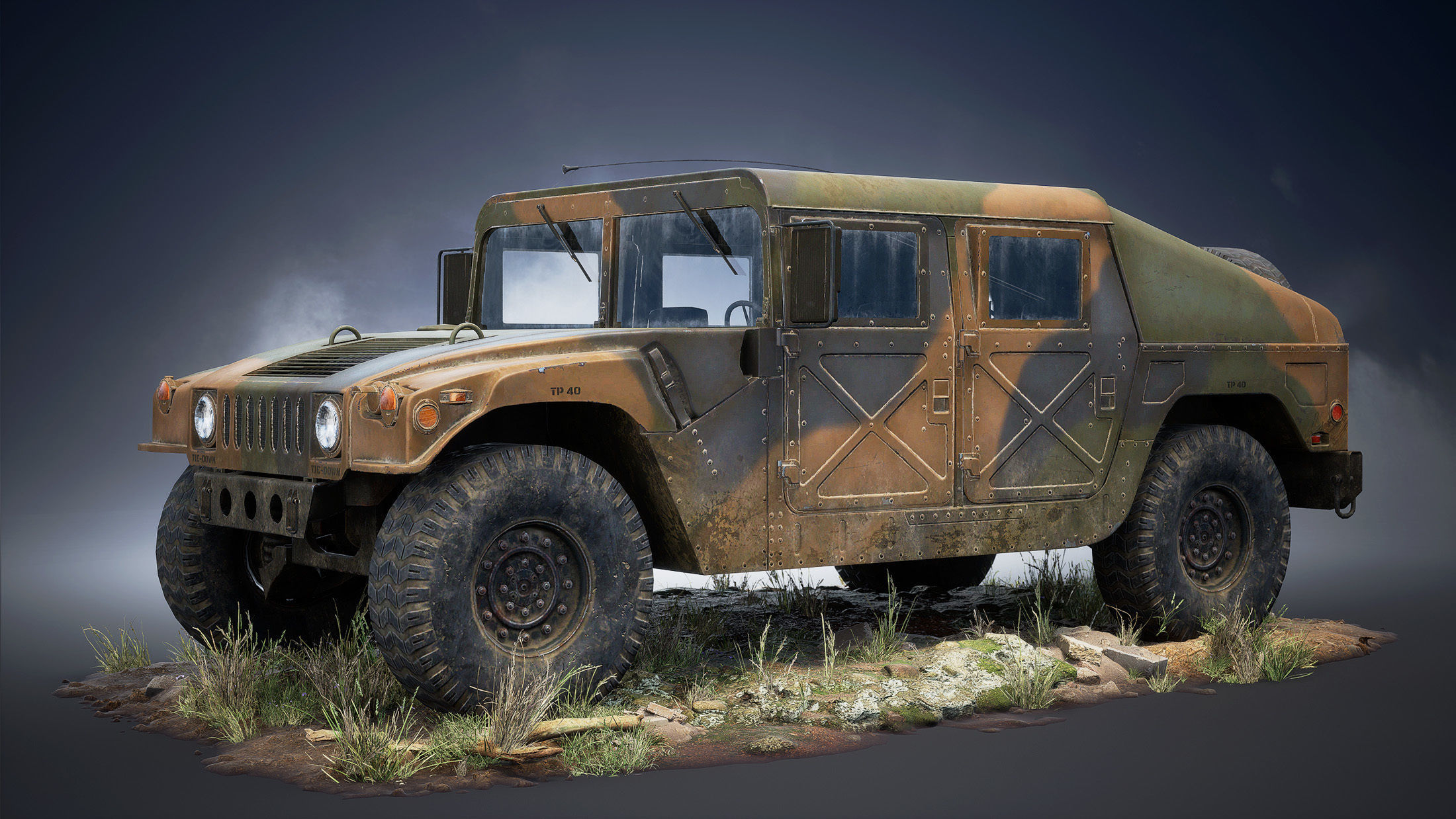 HMMWV M998 Humvee Low-poly 3D model_9