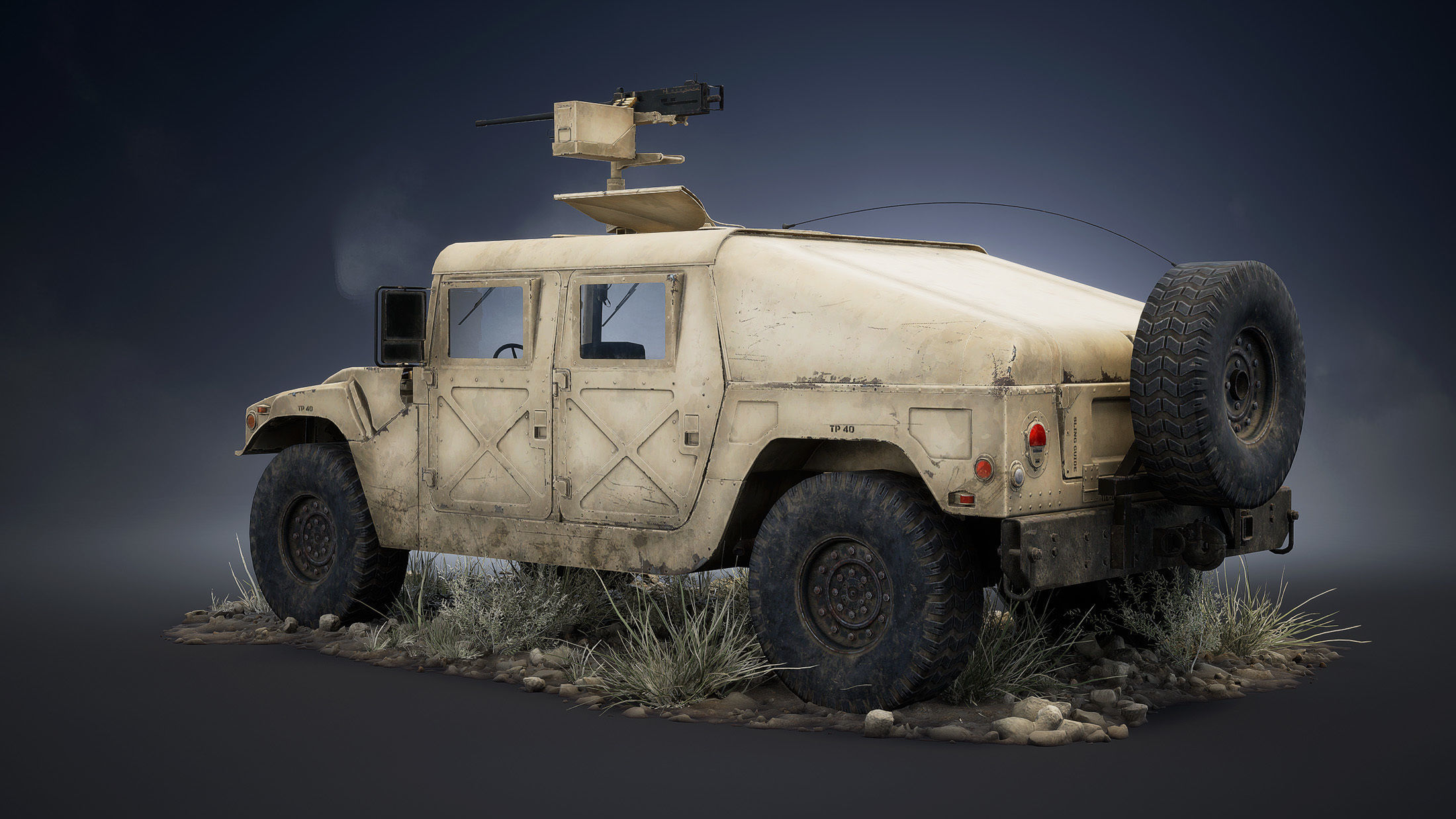 HMMWV M998 Humvee Low-poly 3D model_3
