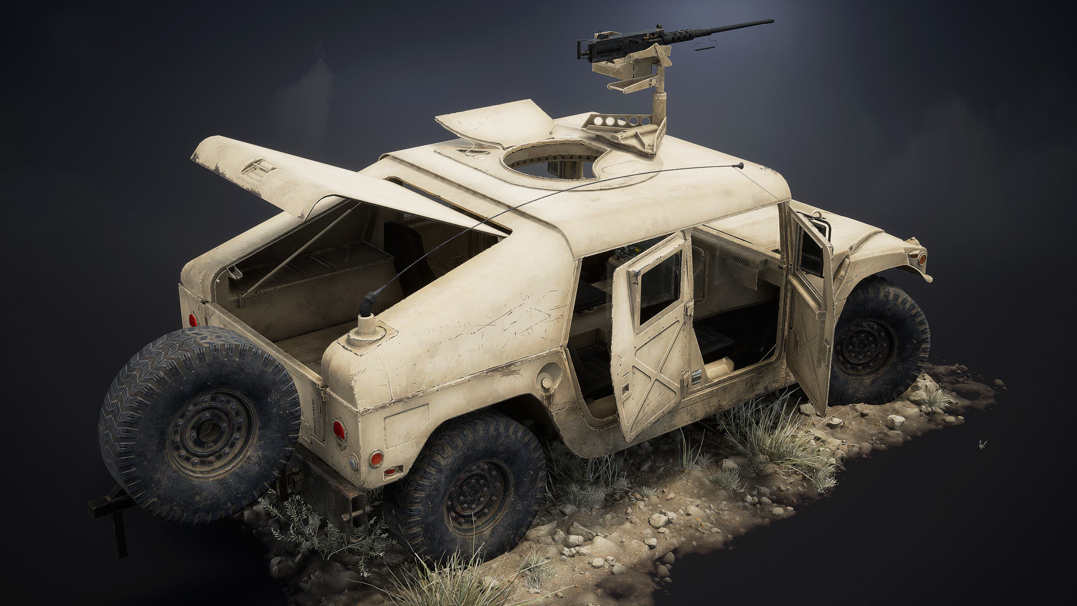 HMMWV M998 Humvee Low-poly 3D model_4