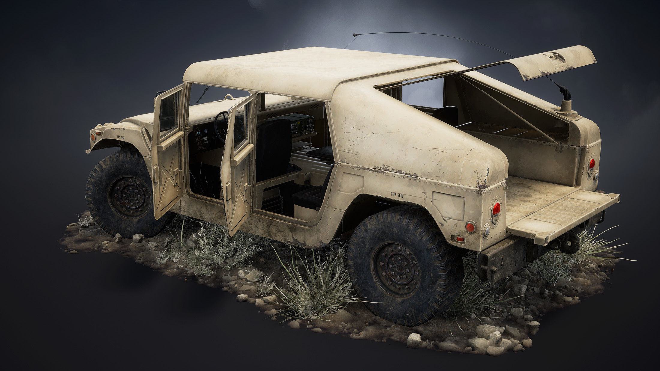 HMMWV M998 Humvee Low-poly 3D model_6