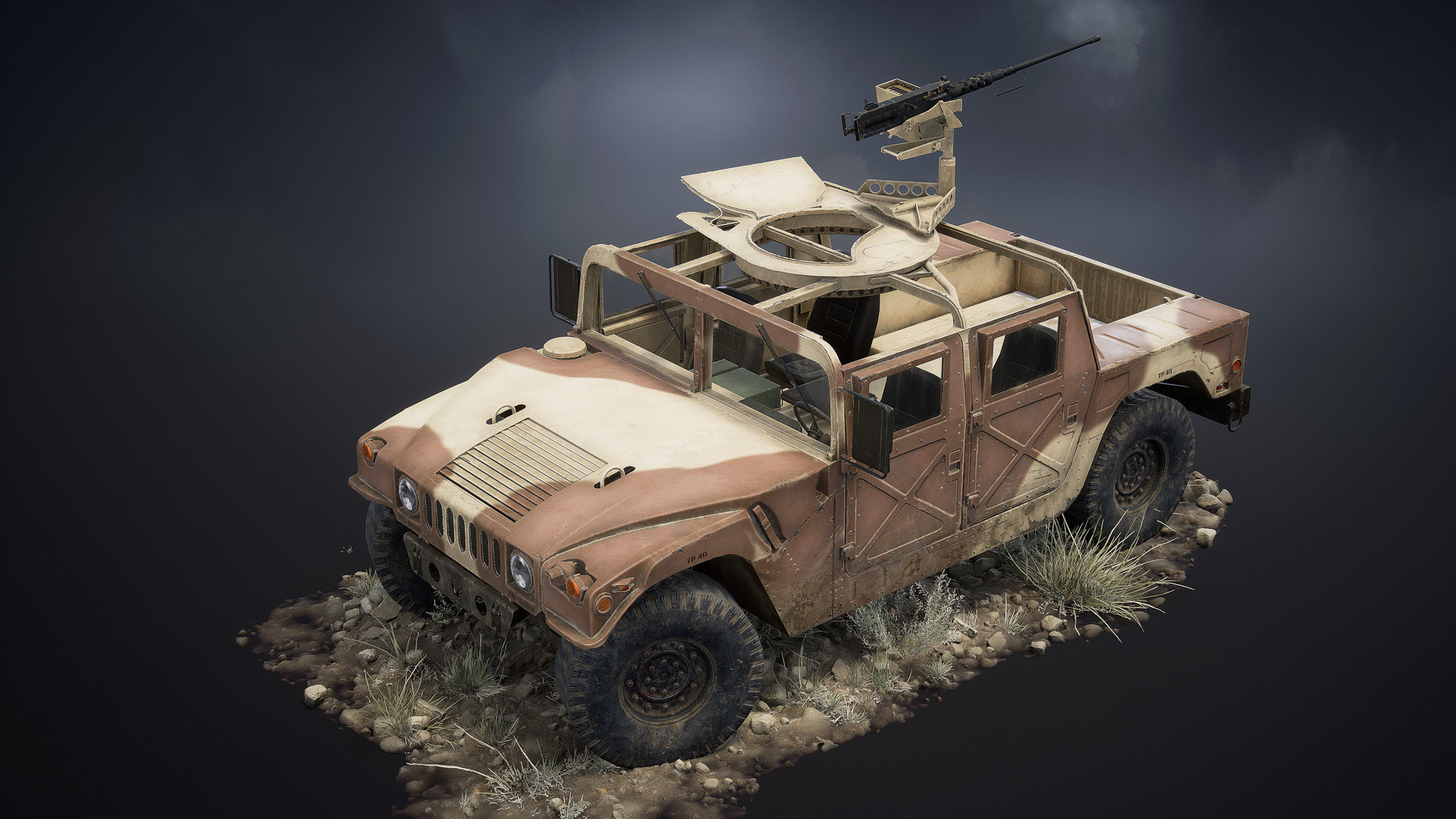 HMMWV M998 Humvee Low-poly 3D model_11
