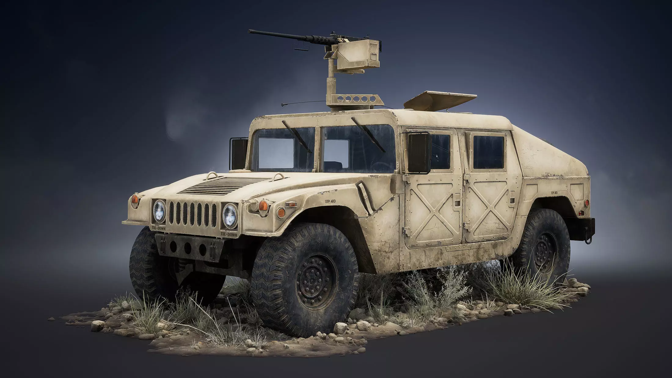 HMMWV M998 Humvee Low-poly 3D model_0