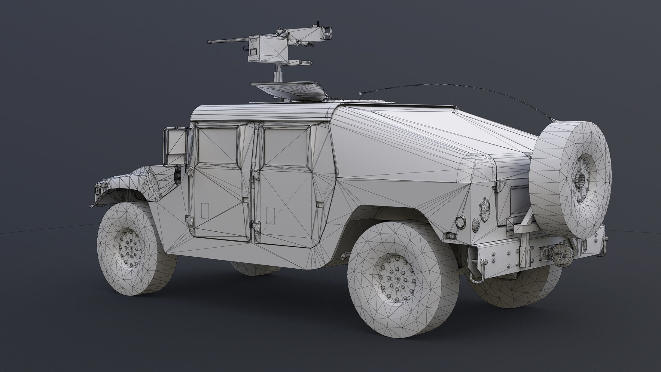 HMMWV M998 Humvee Low-poly 3D model_14