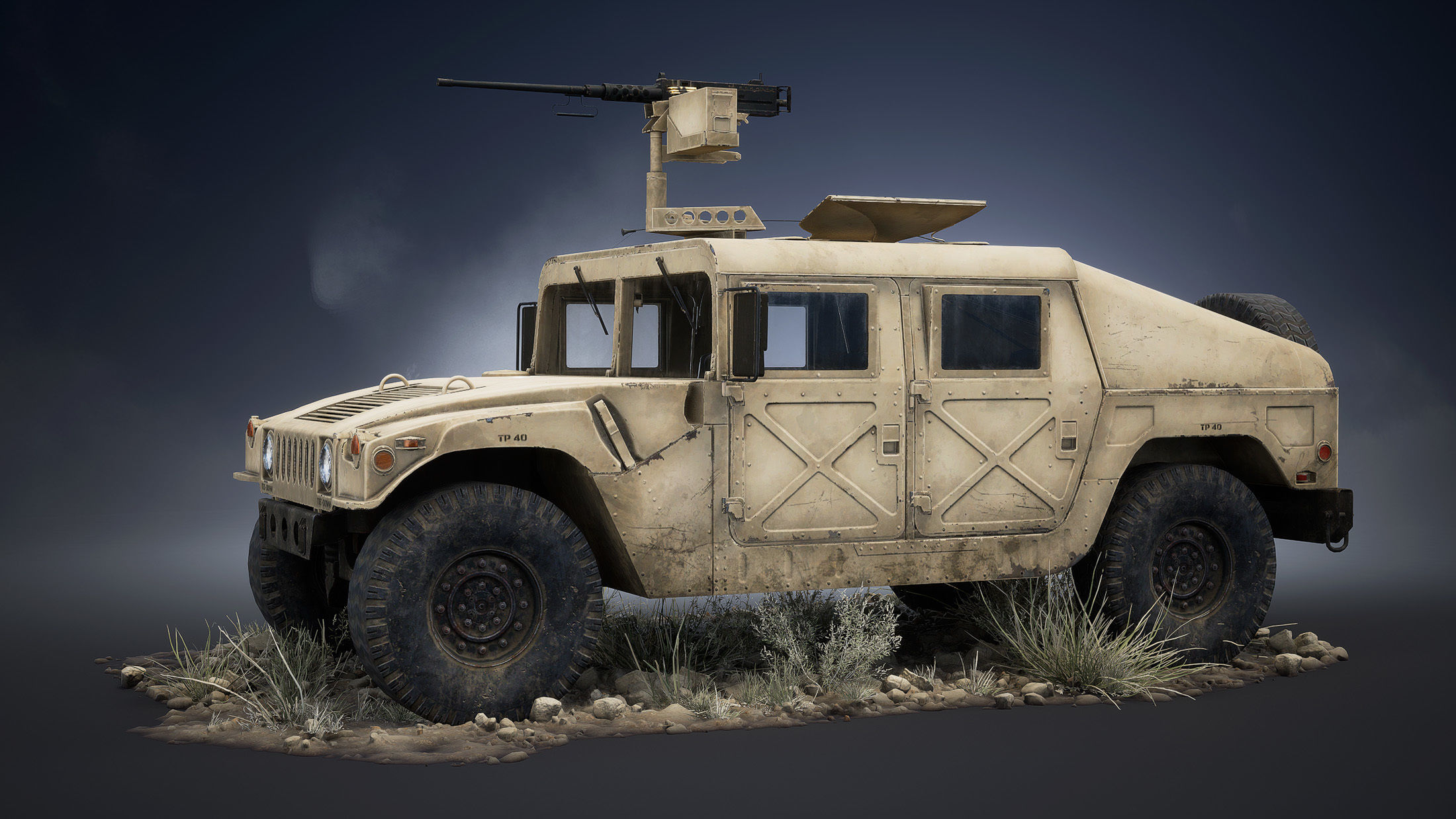 HMMWV M998 Humvee Low-poly 3D model_2