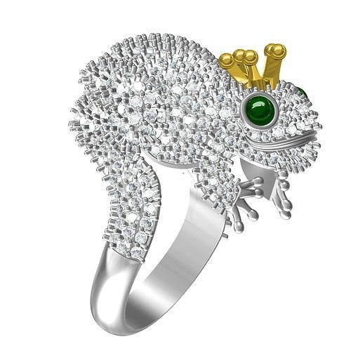 Antique Diamond Frog King Hip Hop Ring 3D print model