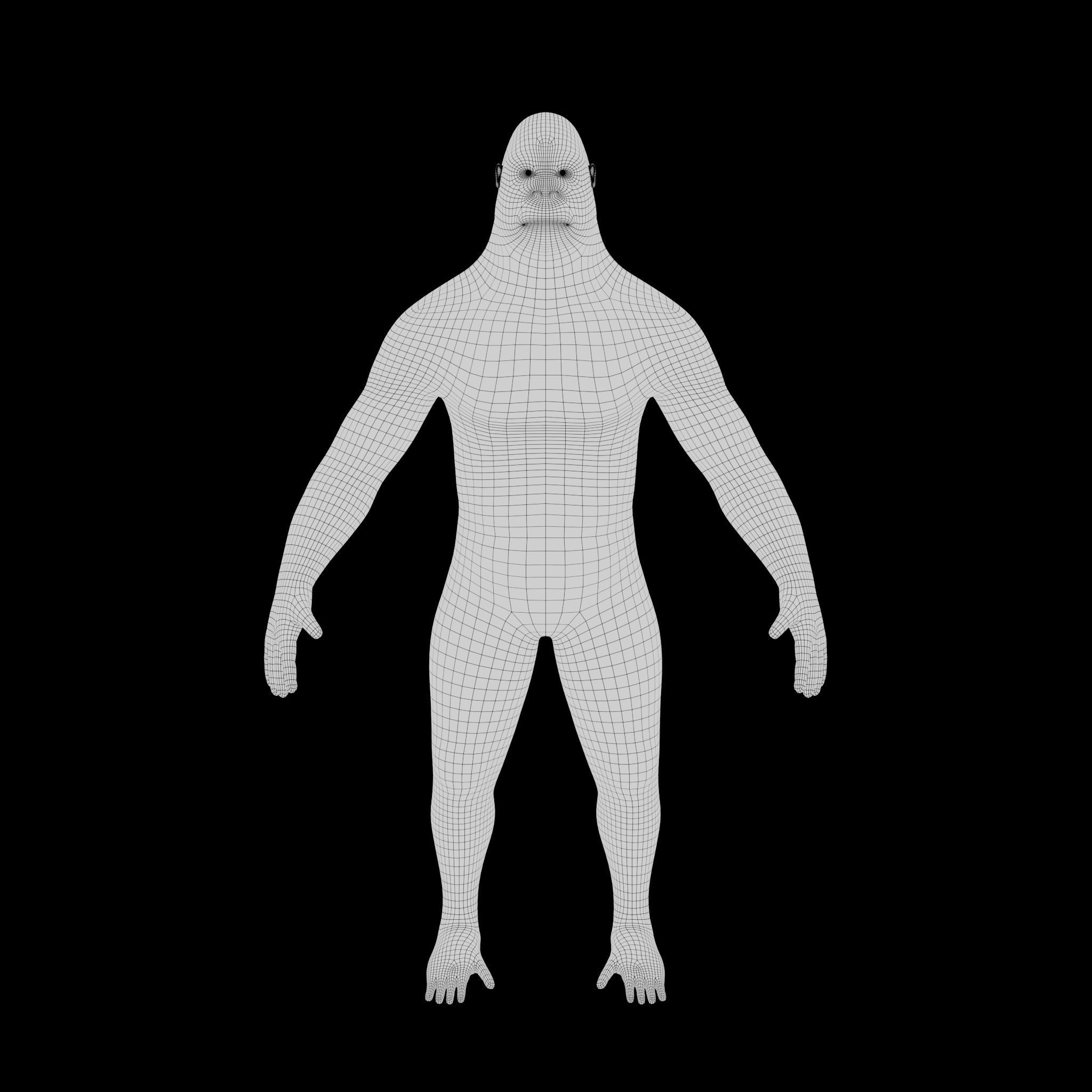 Human Gorilla Low-poly 3D model_8