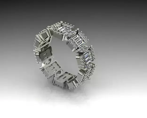 Baguette and Marquis ring 3D print model